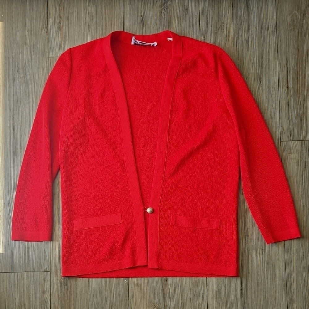 Vintage Castleberry Red One Button Cardigan